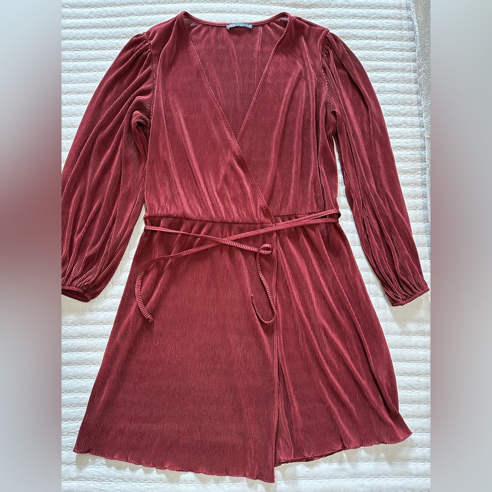 Zara Wrap Pleated Dress Size M
